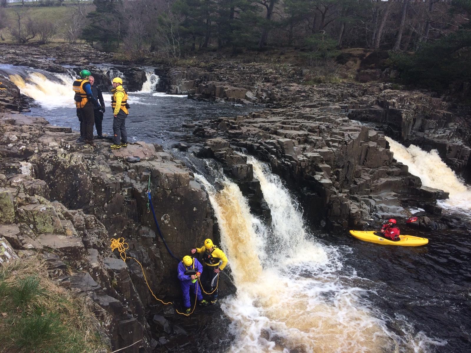 Keswick Adventures setting safety for the waterfall scene in 1917