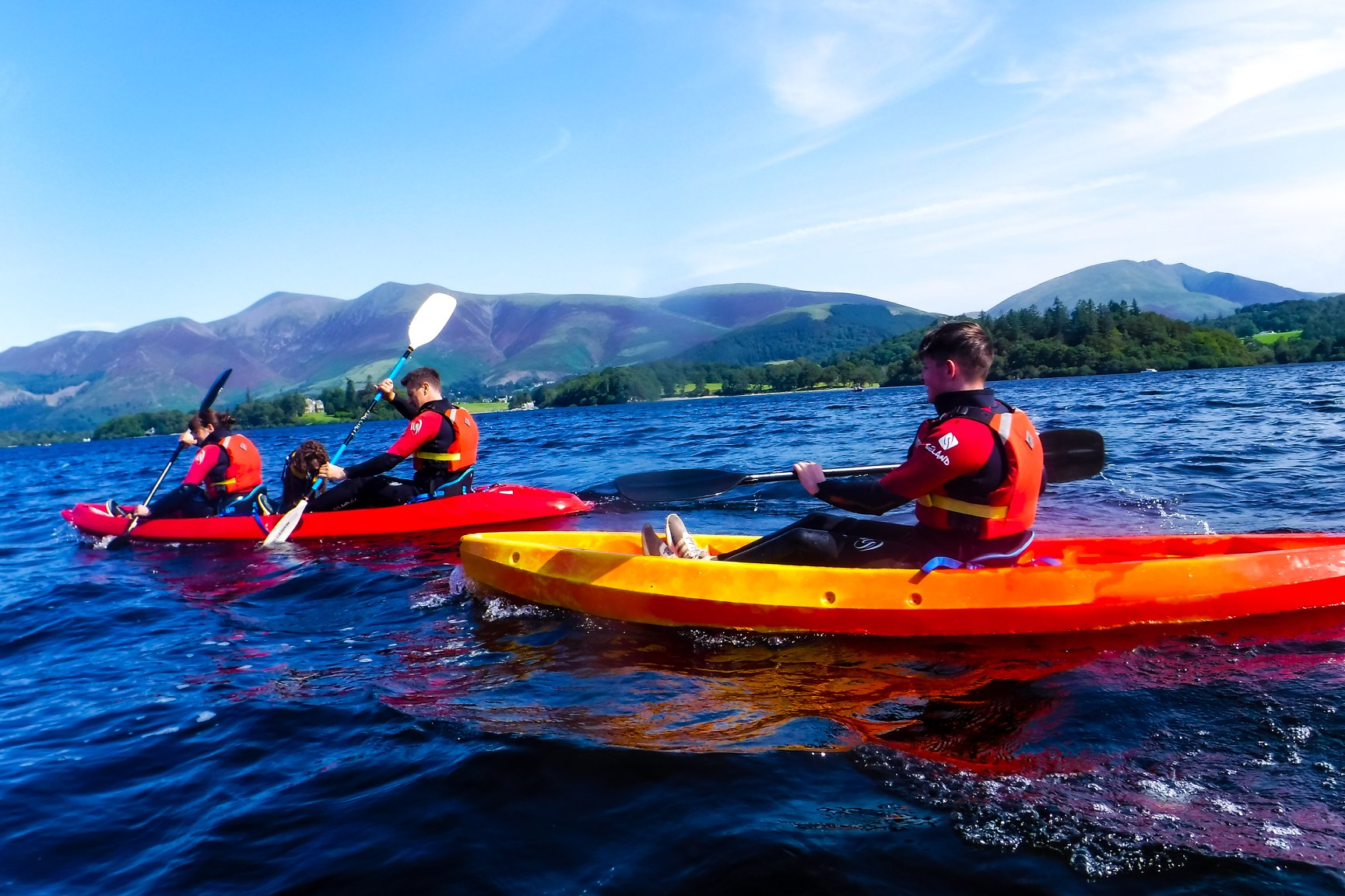 Family kayaking on Derwentwater