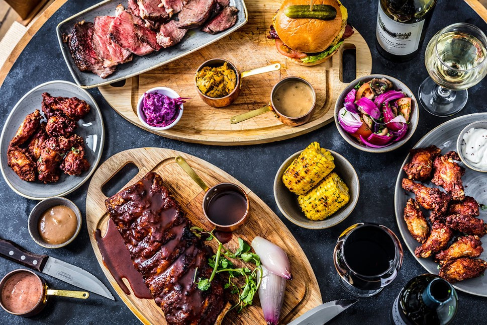 Food, including steak and chicken wings, at Brossen Steakhouse in Keswick